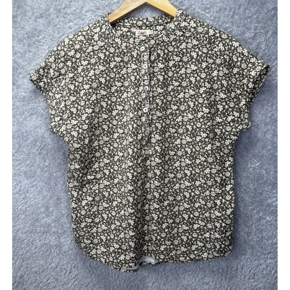 Faherty Dream Desmond Womens Small Organic Cotton Floral Button Top Blouse
